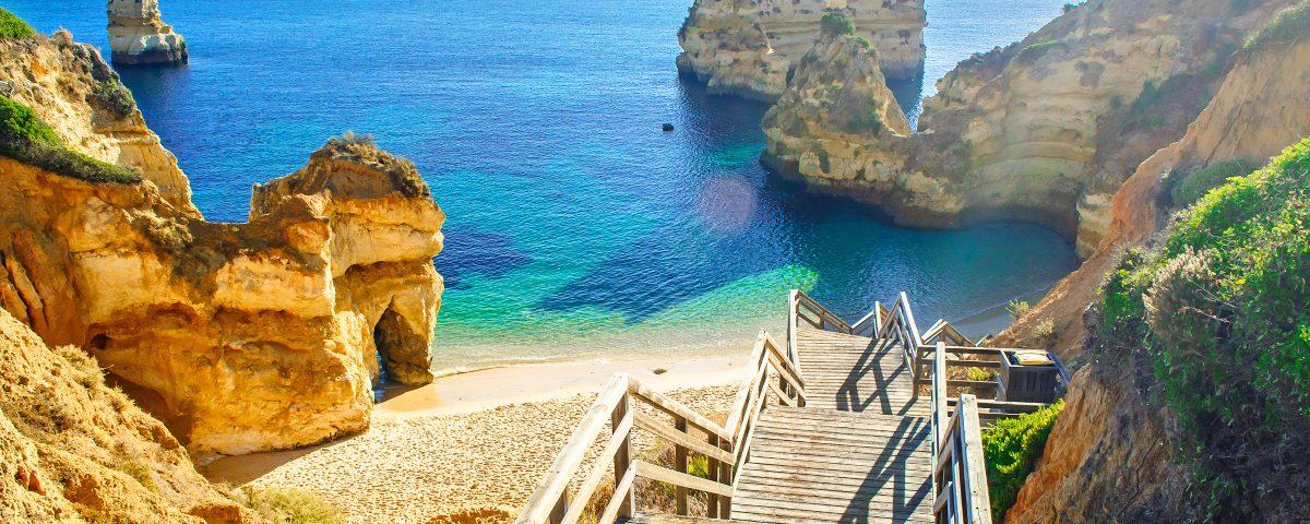 The beautiful Praia do Camilo Beach, near Lagos in Portugal's Algarve