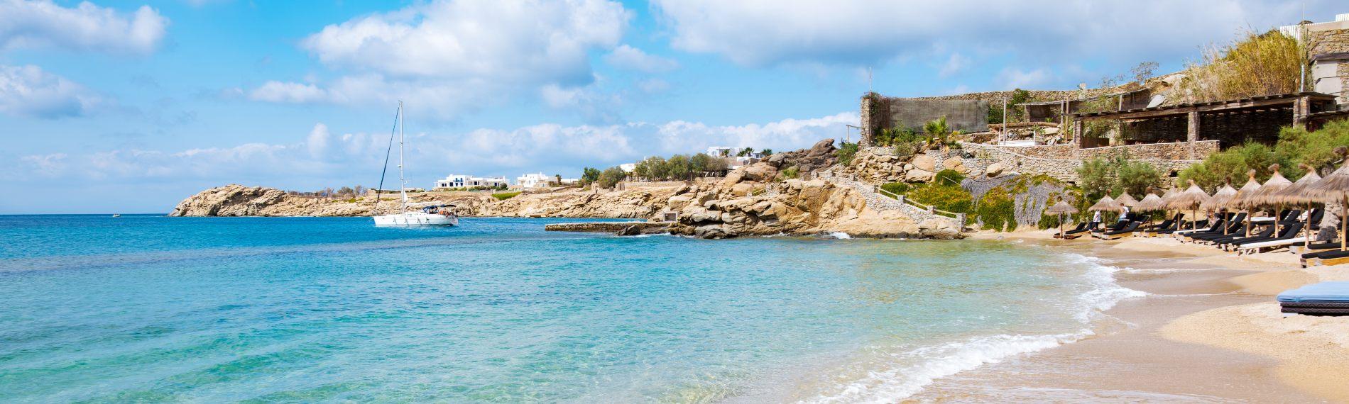 The coastline of Paradise Beach in Greece